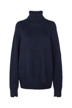 Afbeelding in Gallery-weergave laden, Rabens Saloner CELLY Pure wool roll neck sweater I Navy