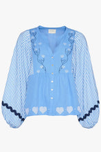 Afbeelding in Gallery-weergave laden, Sissel Edelbo Beate Organic Linen-Cotton Top Blue SE1085White