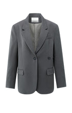 Afbeelding in Gallery-weergave laden, YAYA Woven Oversized Blazer With Fa Anthracite Melange 01-501070-509