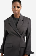 Afbeelding in Gallery-weergave laden, YAYA Woven Oversized Blazer With Fa Anthracite Melange 01-501070-509