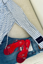 Afbeelding in Gallery-weergave laden, Haute L’Amitié Blouse HL10522 Striped Fringe Shirt  Blue/White Stripe
