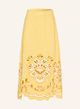 Afbeelding in Gallery-weergave laden, Farm Rio 355809 L0032 YELLOW BICOLOR STRIPES RICHILIEU MIDI SKIRT
