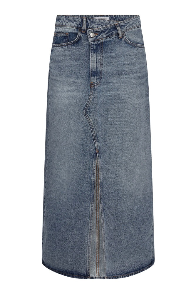 Co'couture VikaCC Asym Slit Skirt Denim Blue 34099 552