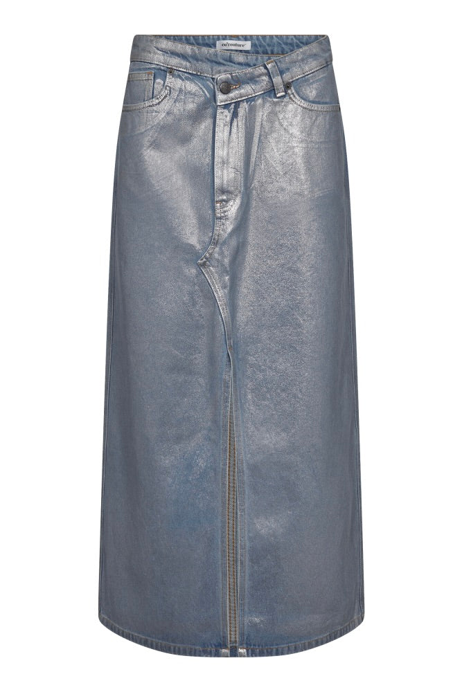 Co'couture FoilCC Asym Slit Skirt Silver 34107 930