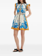Afbeelding in Gallery-weergave laden, Scarlett Poppies Baronessa Dress Papyrus Blue And Golden Yellow Border
