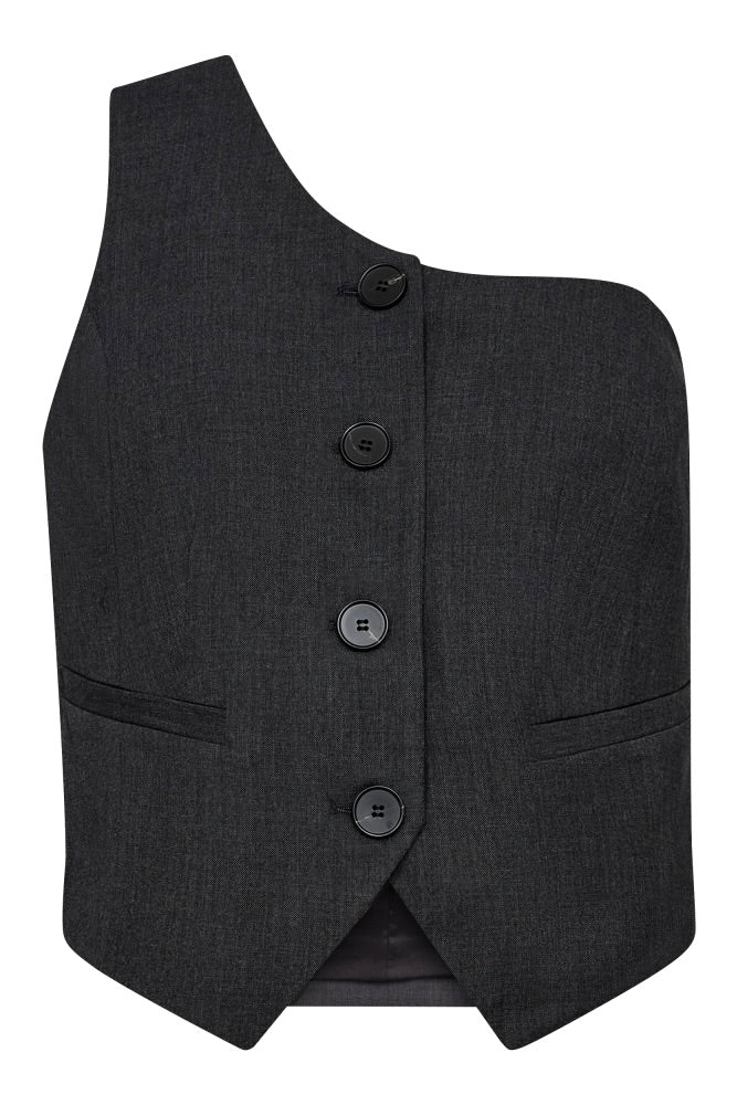 Co'couture VidaCC Asym Tailor Vest Antraciet 30133-94