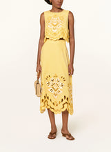 Afbeelding in Gallery-weergave laden, Farm Rio 355809 L0032 YELLOW BICOLOR STRIPES RICHILIEU MIDI SKIRT
