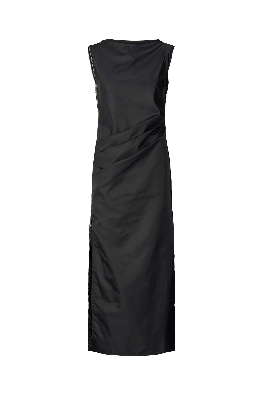 Rabens Saloner Alita Nylon Zipper Dress Caviar Black W24108103
