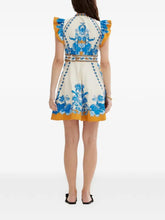 Afbeelding in Gallery-weergave laden, Scarlett Poppies Baronessa Dress Papyrus Blue And Golden Yellow Border
