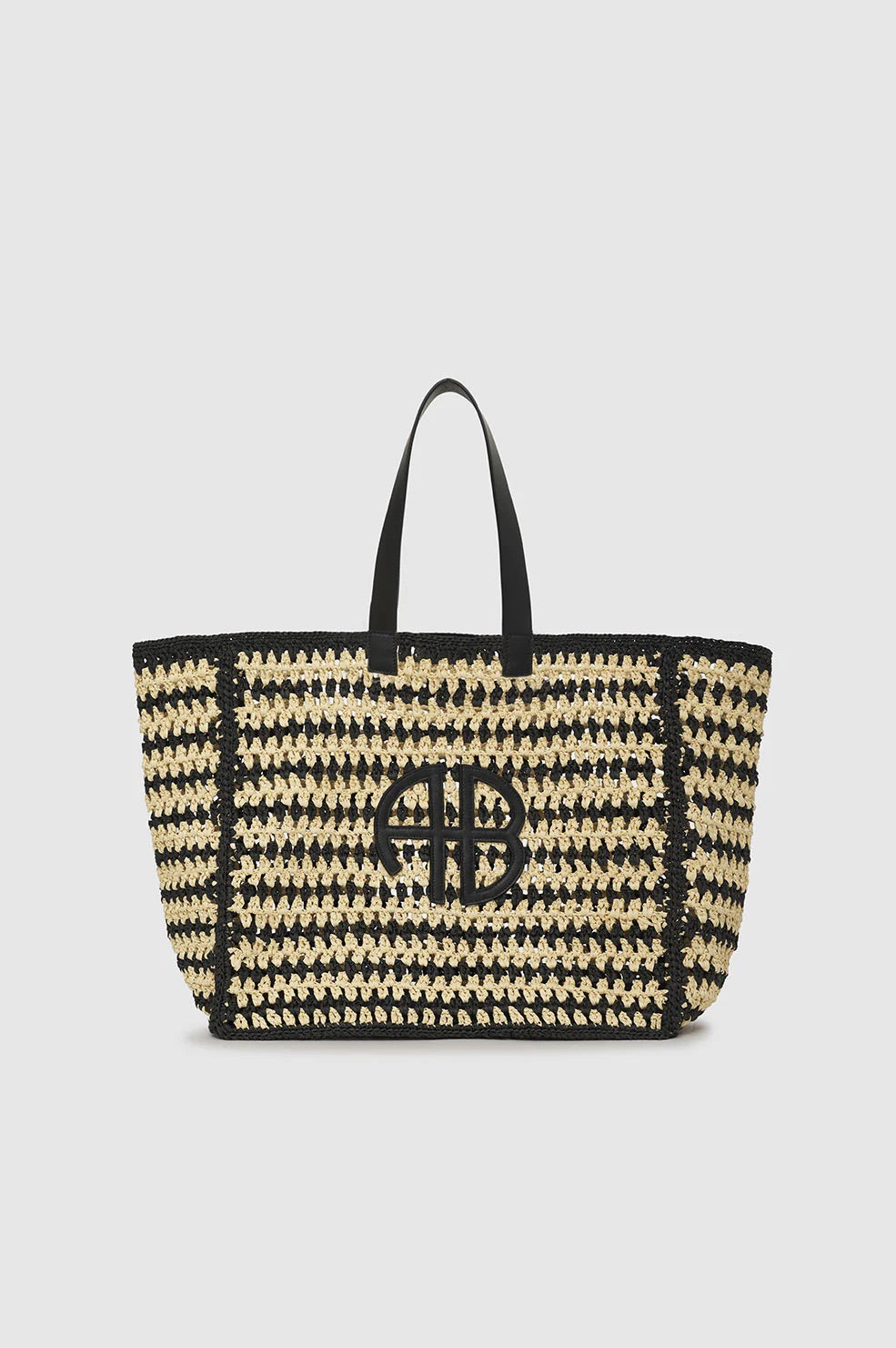 Anine Bing Large Rio Tote Black And Natural Stripe A-13-2158-024