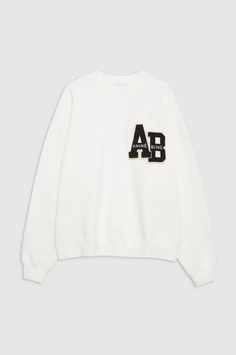 Anine Bing Miles Oversized Sweatshirt Letterman Off White A-08-10074-OFW1