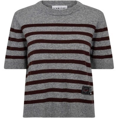 Haute L'Amitié Cash Stripe SS O-Neck Grey/Amarone Stripe HL10217
