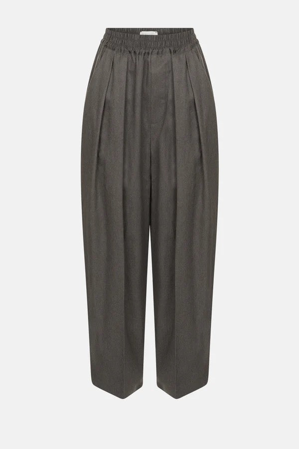 Âme Antwerp KICK DARK GREY PLEATED PANTS W/ ELASTICATED WAIST