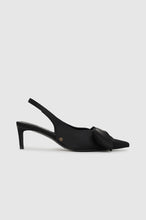 Afbeelding in Gallery-weergave laden, Anine Bing NINA HEELS WITH BOW - BLACK SATIN A-14-10457-BLK1
