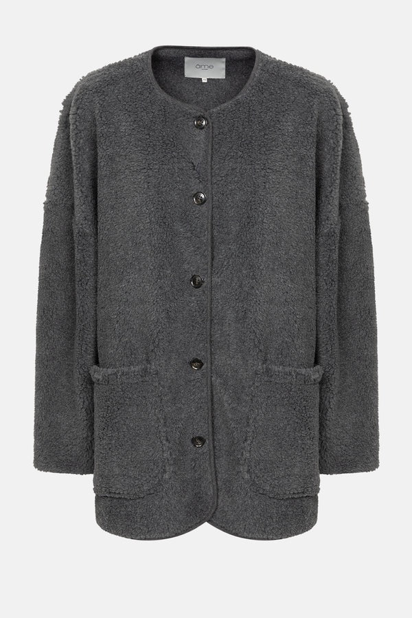 Âme Antwerp HANNAH DARK GREY TEDDY OVERSIZED JACKET