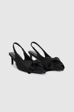 Afbeelding in Gallery-weergave laden, Anine Bing NINA HEELS WITH BOW - BLACK SATIN A-14-10457-BLK1
