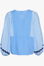 Afbeelding in Gallery-weergave laden, Sissel Edelbo Beate Organic Linen-Cotton Top Blue  SE1085White
