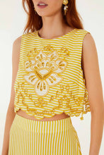Afbeelding in Gallery-weergave laden, Farm Rio 369889 L0032  YELLOW ROMANTIC RICHELIEU SHORT SLEEVE BLOUSE
