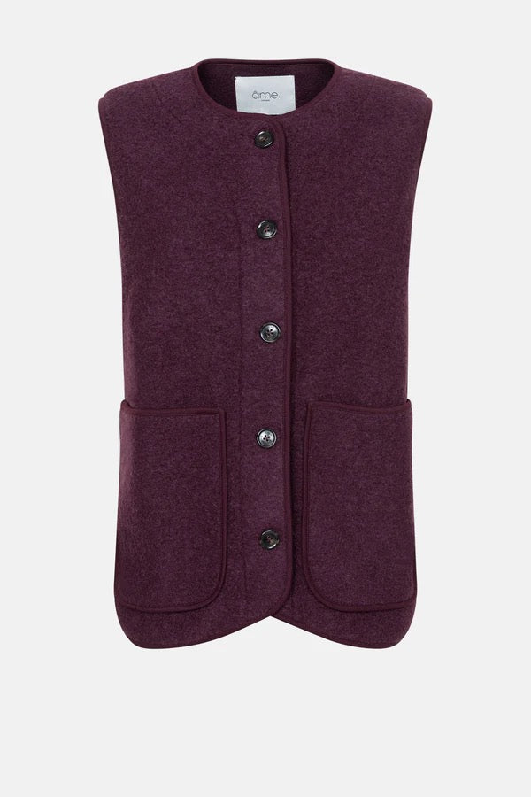 Âme Antwerp MADISON PLUM SLEEVELESS WOOL JACKET