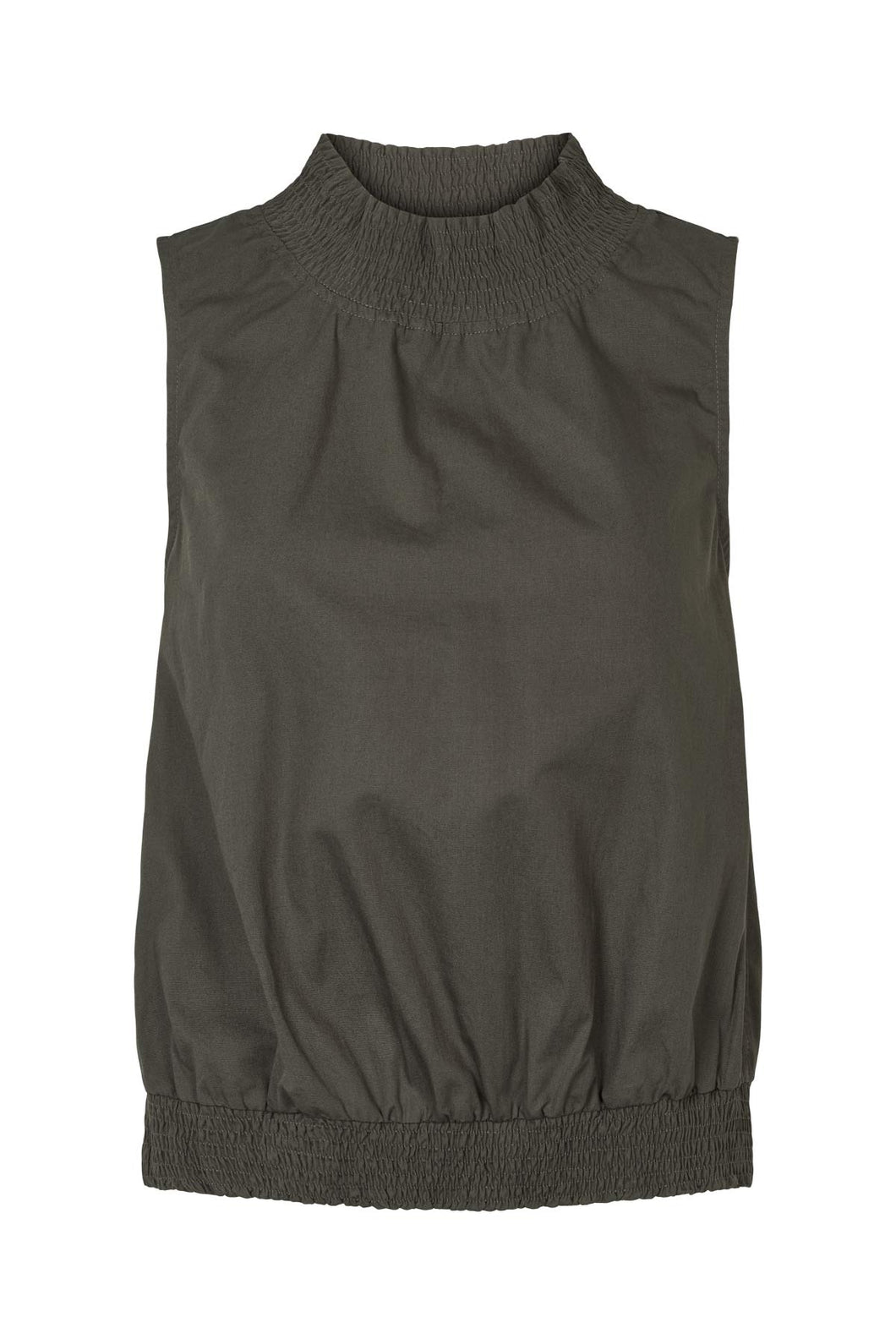 Rabens Saloner Poplin Heavy Shirring Top - Fiola Dry Bark W25285104