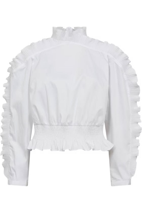 Co'couture SannaCC Ruffle Smock Blouse White 35895 4000
