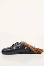 Afbeelding in Gallery-weergave laden, Posa Boat Loafer Mule Hairy Fur - Soft leather | PW266 Black 600
