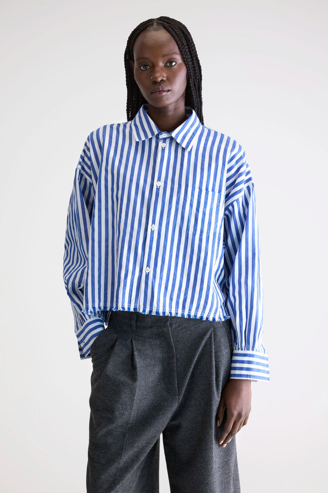 Bellerose KRAFT Cropped Poppeline Blouse Stripe A