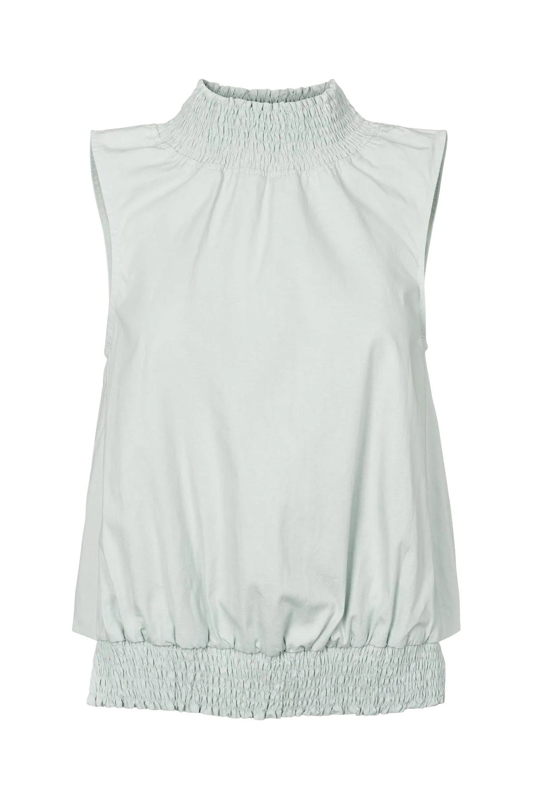 Rabens Saloner Poplin Heavy Shirring Top - Fiola Sky Blue W25285104