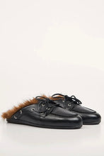 Afbeelding in Gallery-weergave laden, Posa Boat Loafer Mule Hairy Fur - Soft leather | PW266 Black 600
