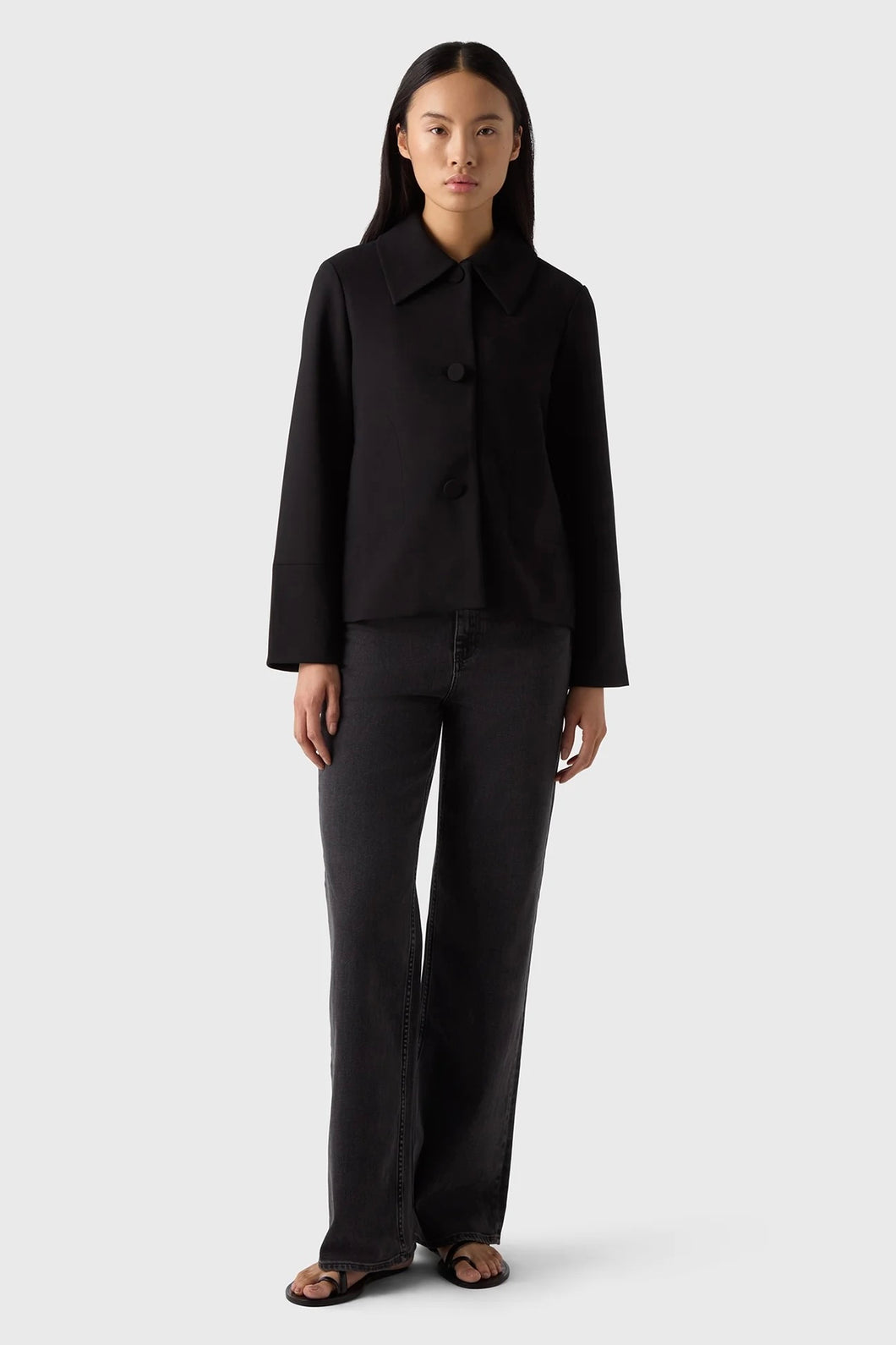 MARVILLE ROAD THE ALBA JACKET Heavy Jersey Stretch Crêpe BLACK