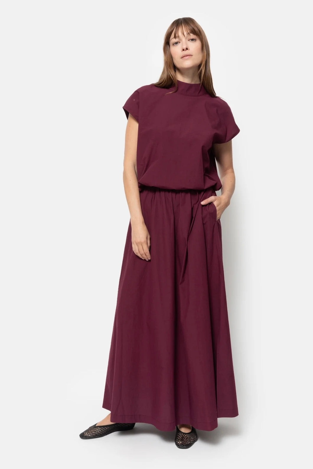ÂME Antwerp Mamounia Poplin Top | Plum