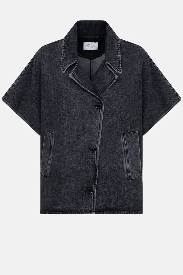 Âme Antwerp LAUREN DARK GREY COTTON DENIM TRENCH
