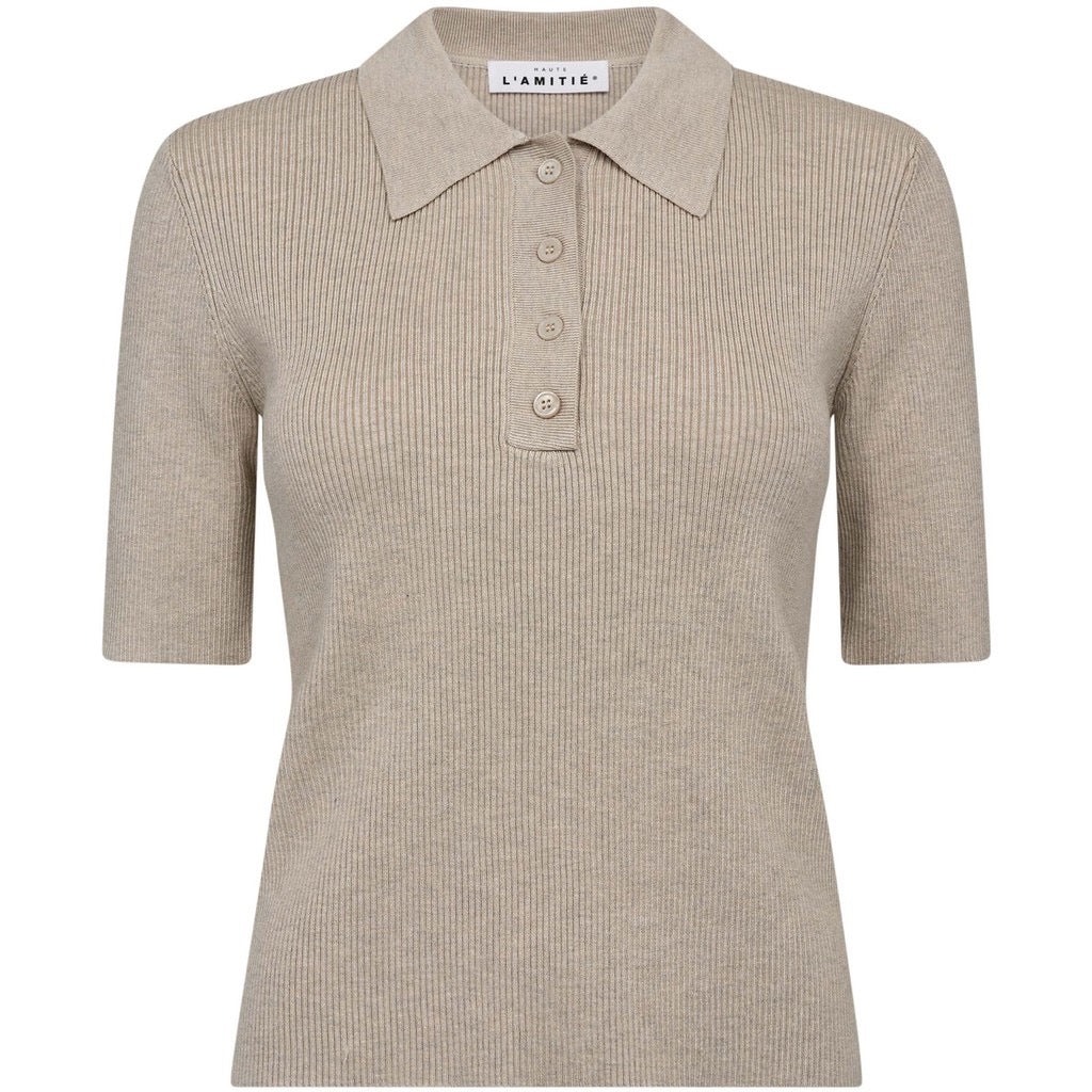Haute L'amitié Piccolo SS Polo Rib Knit  HL10010 Walnut Melange
