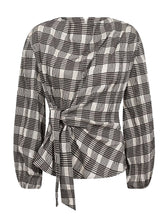 Afbeelding in Gallery-weergave laden, Co'couture 500380 ChandlerCC Check Tie Blouse 10006 Bone
