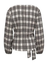 Afbeelding in Gallery-weergave laden, Co'couture 500380 ChandlerCC Check Tie Blouse 10006 Bone
