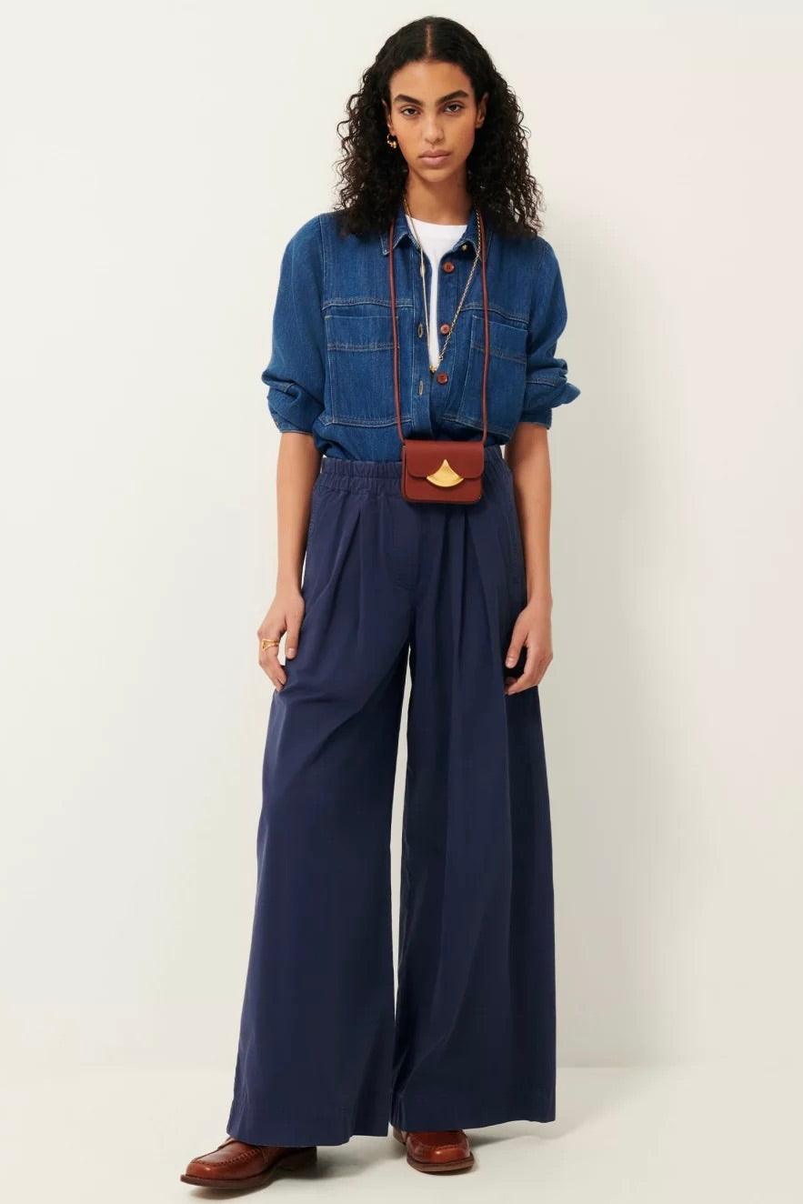 Sessùn Ridye Wide Leg Elastic Pants Blue de Chine