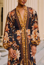 Afbeelding in Gallery-weergave laden, Farm Rio MAJESTIC GARDEN BLACK MAXI DRESS MAJESTIC GARDEN BLACK 26068 Style #344143
