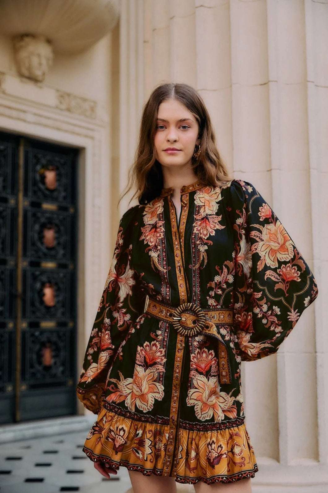 Farm Rio MAJESTIC GARDEN BLACK MINI DRESS MAJESTIC GARDEN BLACK 26068 Style #344142