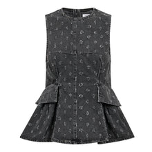 Afbeelding in Gallery-weergave laden, Co'couture 500127 DerriCC Dot Denim Top 65003 Mid Grey
