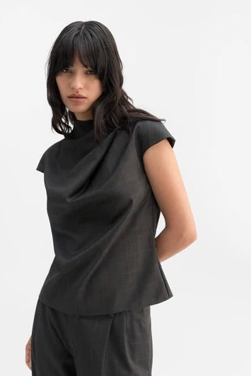 Ahlvar Gallery Lima check top, dark grey 1223-08