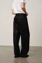 Afbeelding in Gallery-weergave laden, Herskind Powel Wool Low Waist Pants - Black Pinstripe
