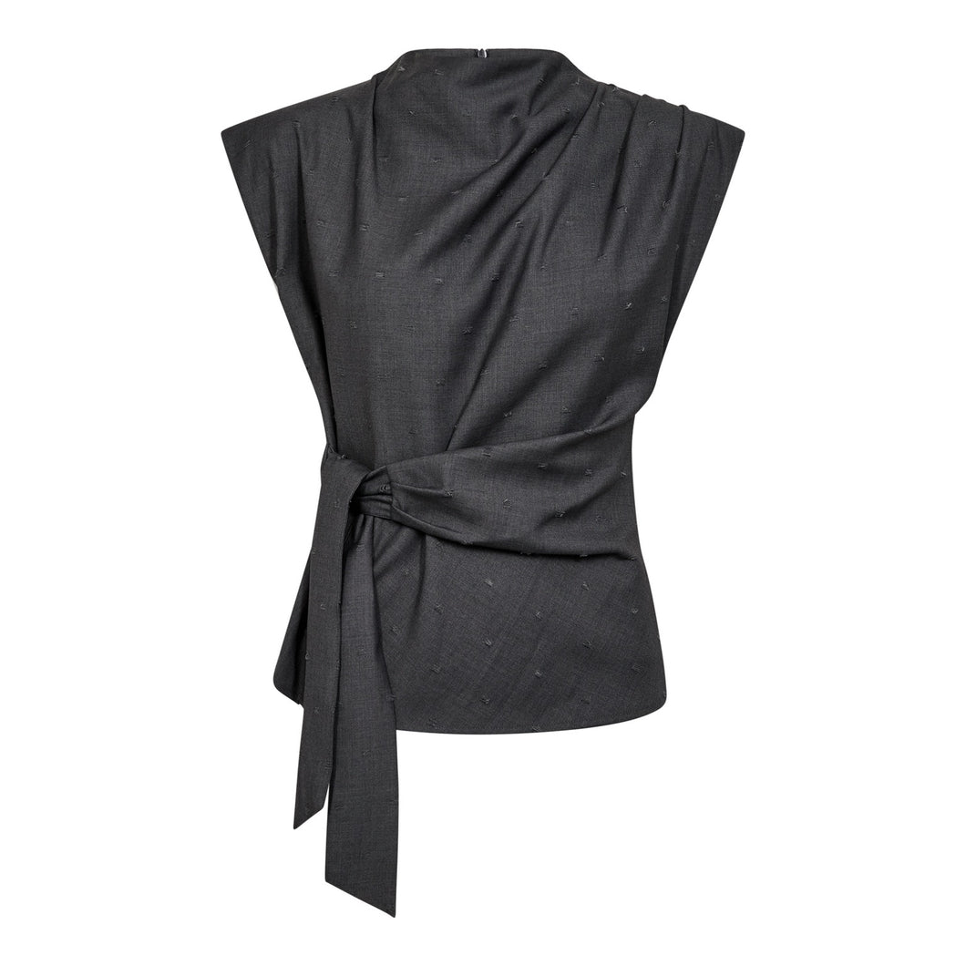 Co'couture SagaCC Pleat Top 254-35760 MID GREY 139