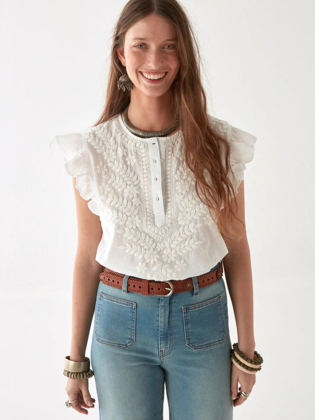 Maison Hotel CHIKAN BLOSSOM ASHANTI BLOUSE BIANCO