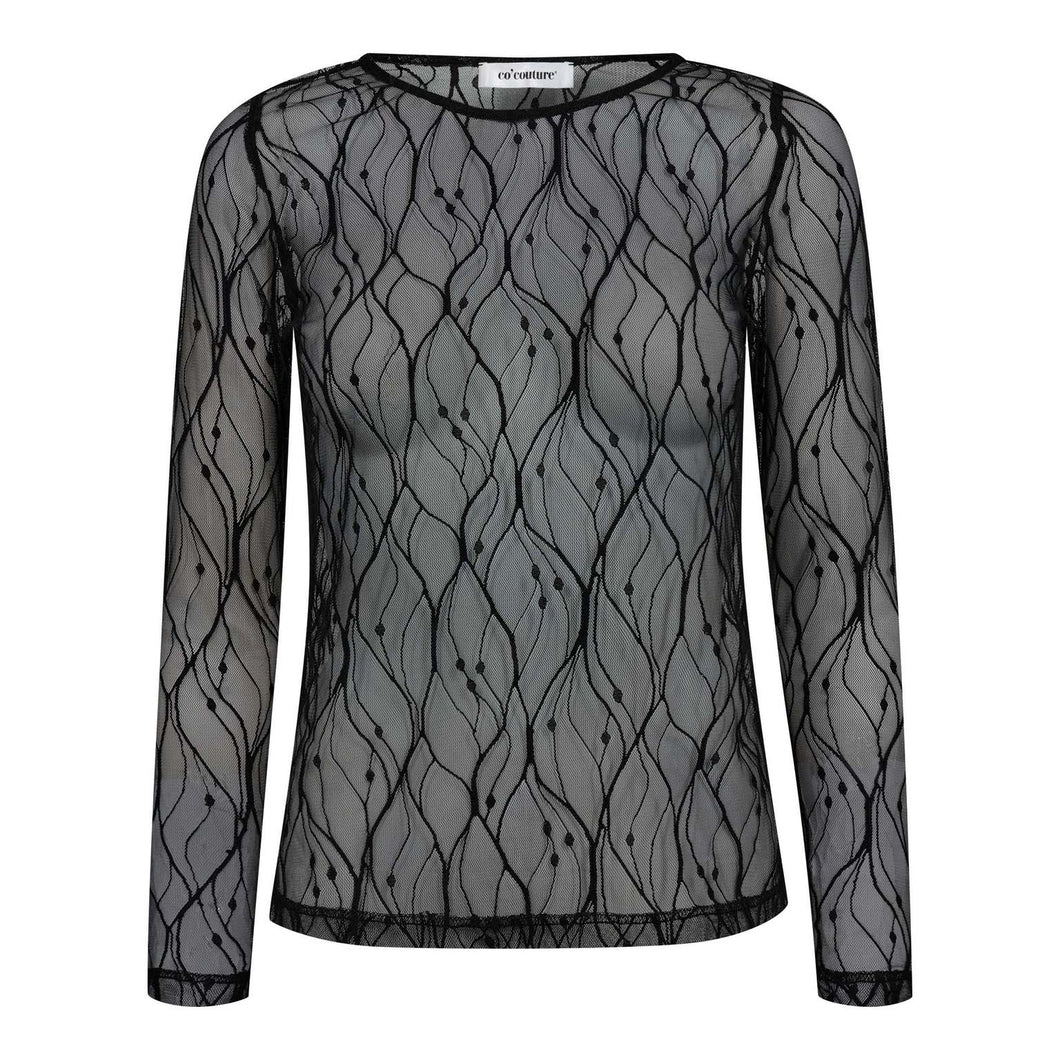 Co'couture MercyCC Mesh O-Blouse 254-33187 BLACK 96