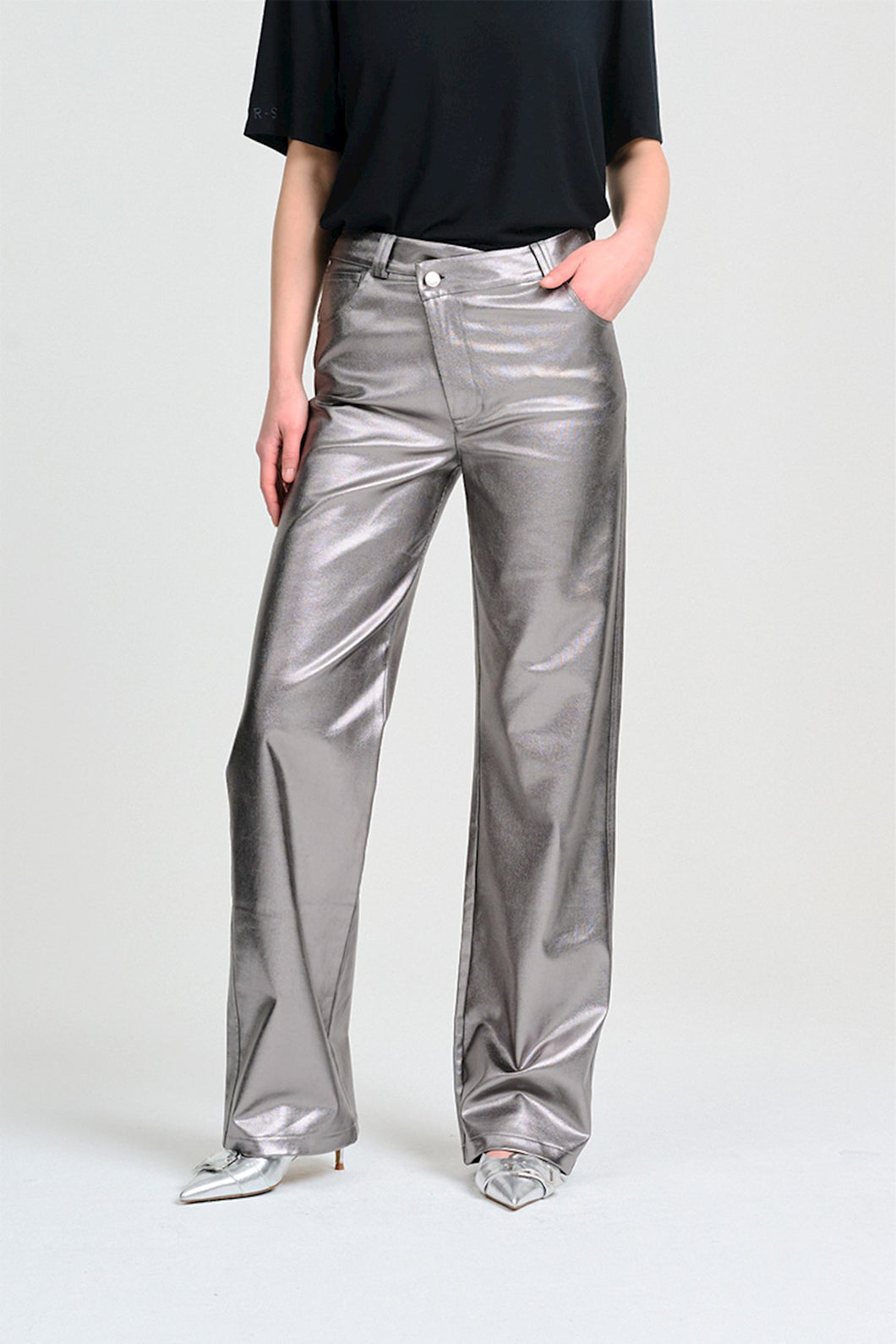 CHPTR-S Hazy Pants High Rise Wide Fit Graphite Metallic