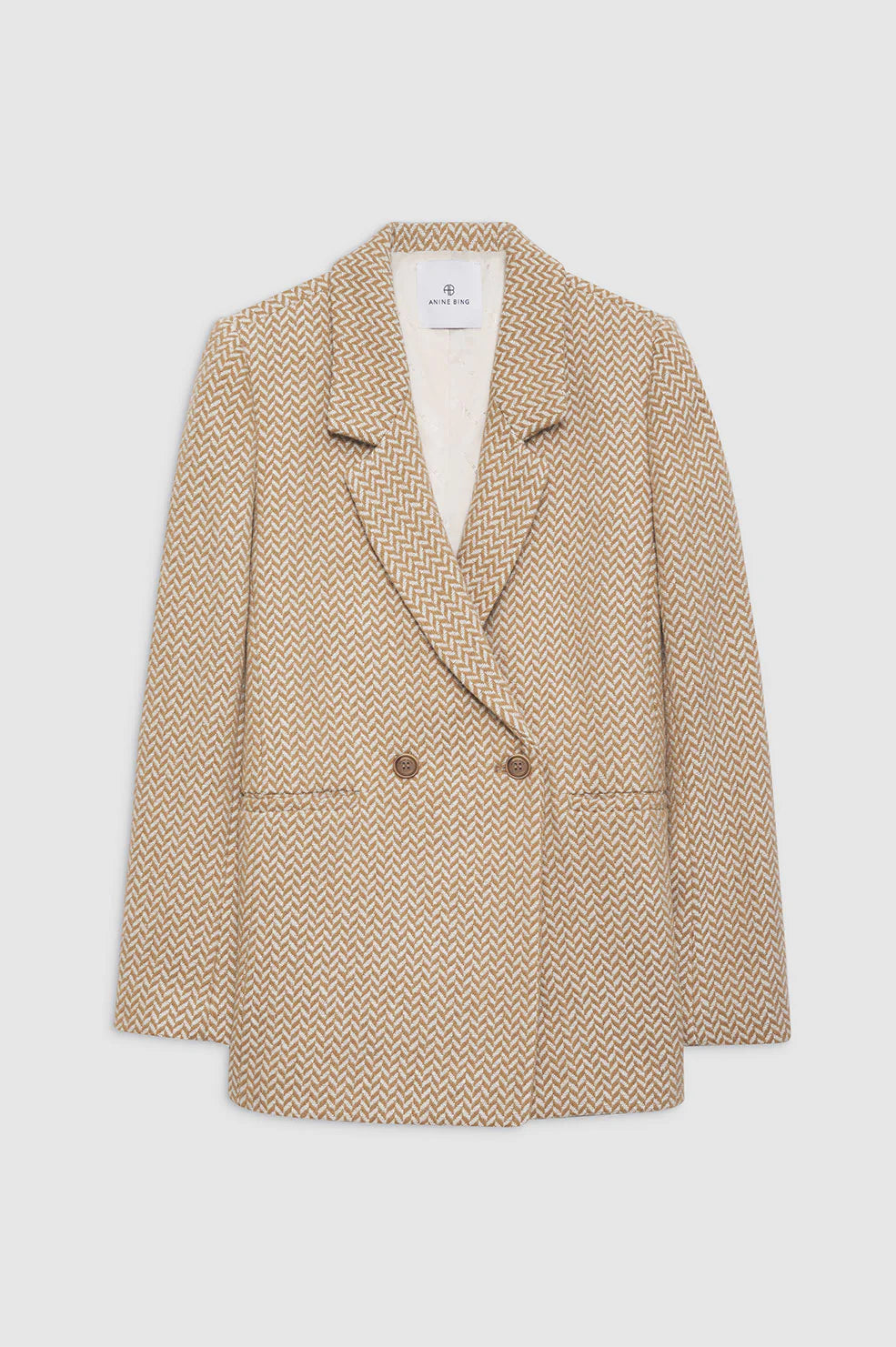 Anine Bing Fishbone Blazer Tan And Cream A-01-2001-202