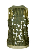 Afbeelding in Gallery-weergave laden, Rabens Saloner Clover Sequins Tank Top - Lilos Army Green W25232101

