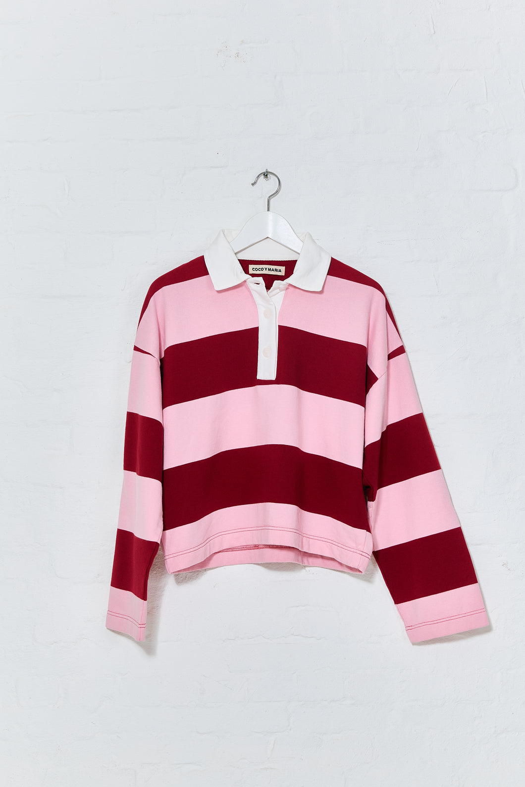 Coco Y Maria Coco Polo PINK- BORDEAUX STRIPE