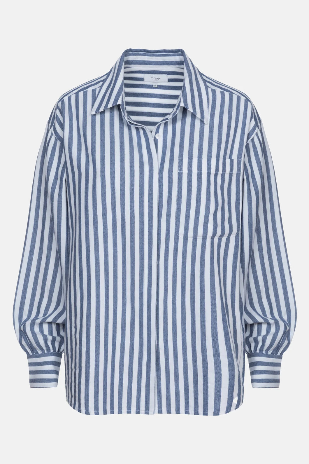 Âme Antwerp Daddy Shirt White With Blue Stripes C3