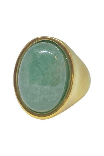 Ellen Beekmans Ring With Large Green Aventurine Stone 35.00